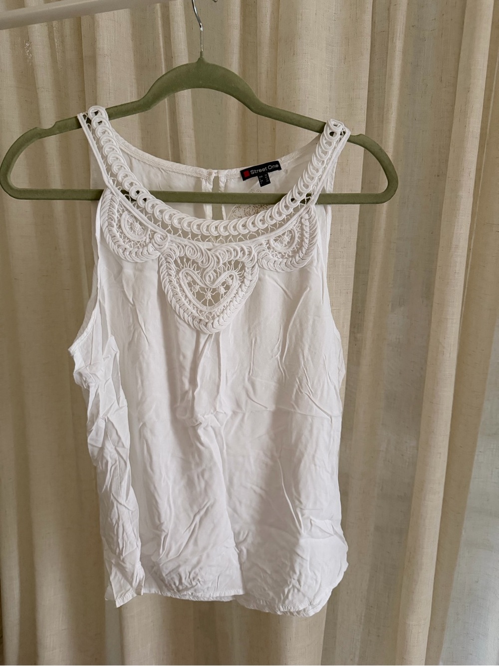 White Crochet-Detail Sleeveless Top